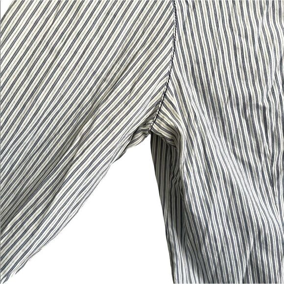 MAX VOLMARY Diamonds And Pearls Striped Button Front Blouse Blue White 14 - Picture 9 of 13